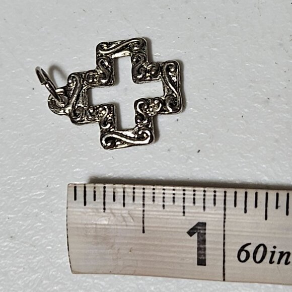 Vintage Ornate Silver Tone Cross Pendant Charm for Necklace Bracelet Spiritual - Picture 3 of 3